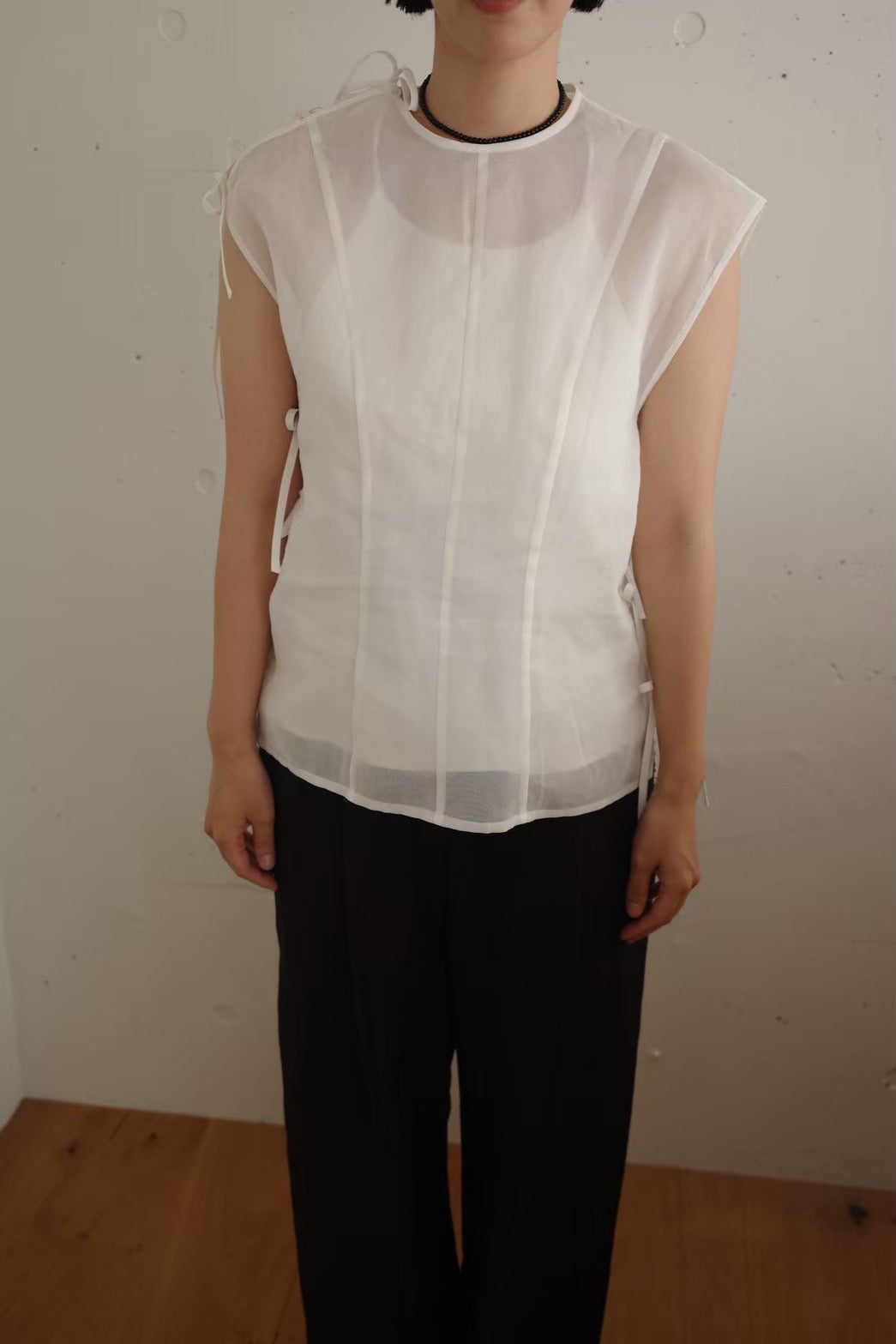 Cotton organdy ribbon vest