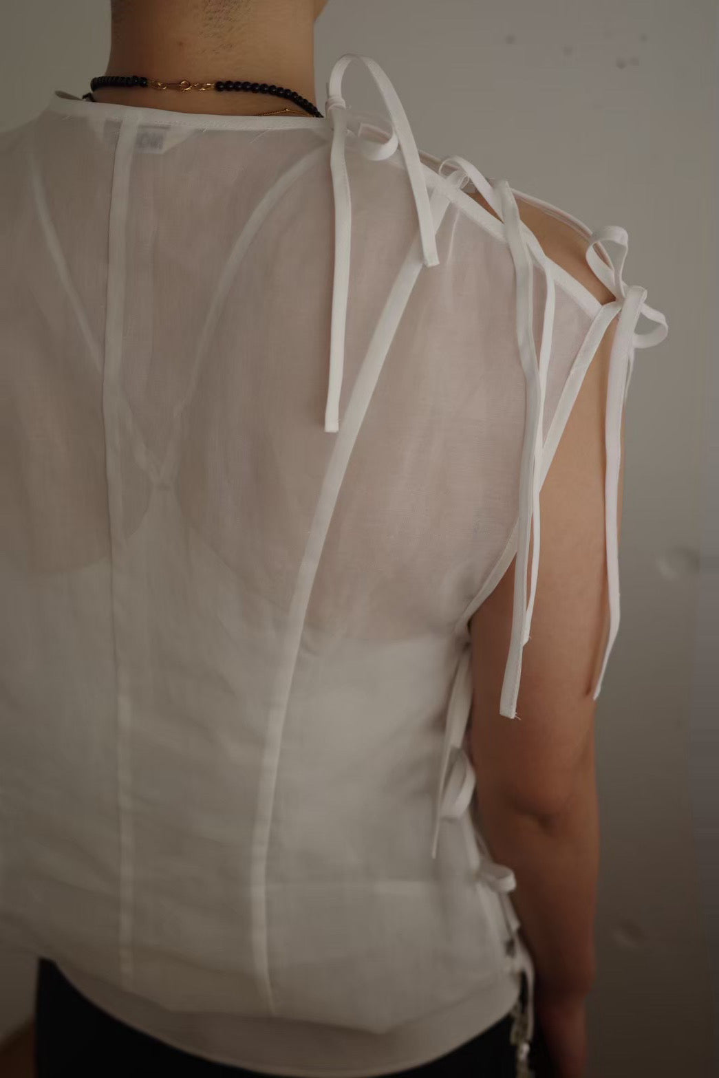 Cotton organdy ribbon vest
