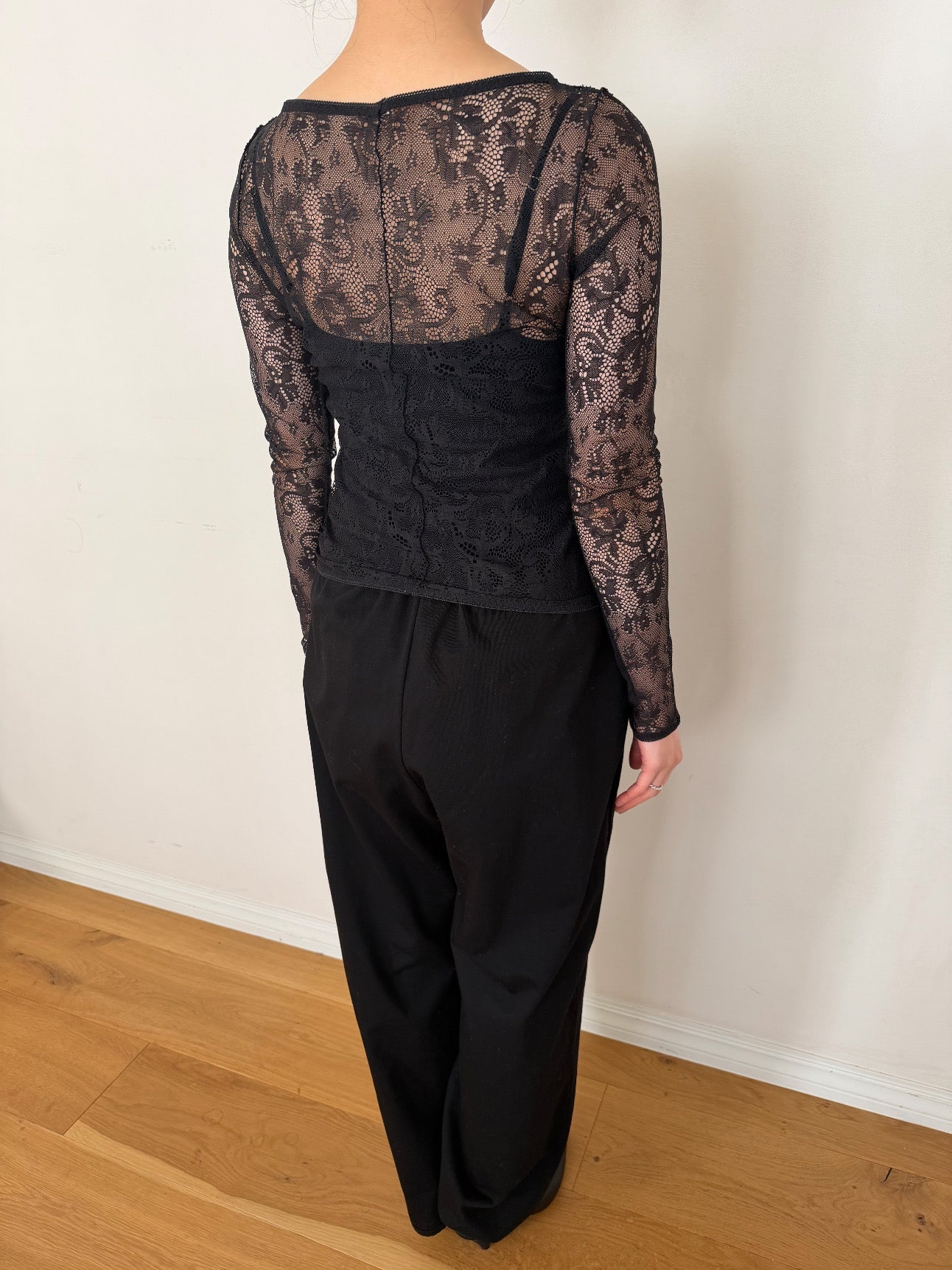 Lace jacquard long sleeve top