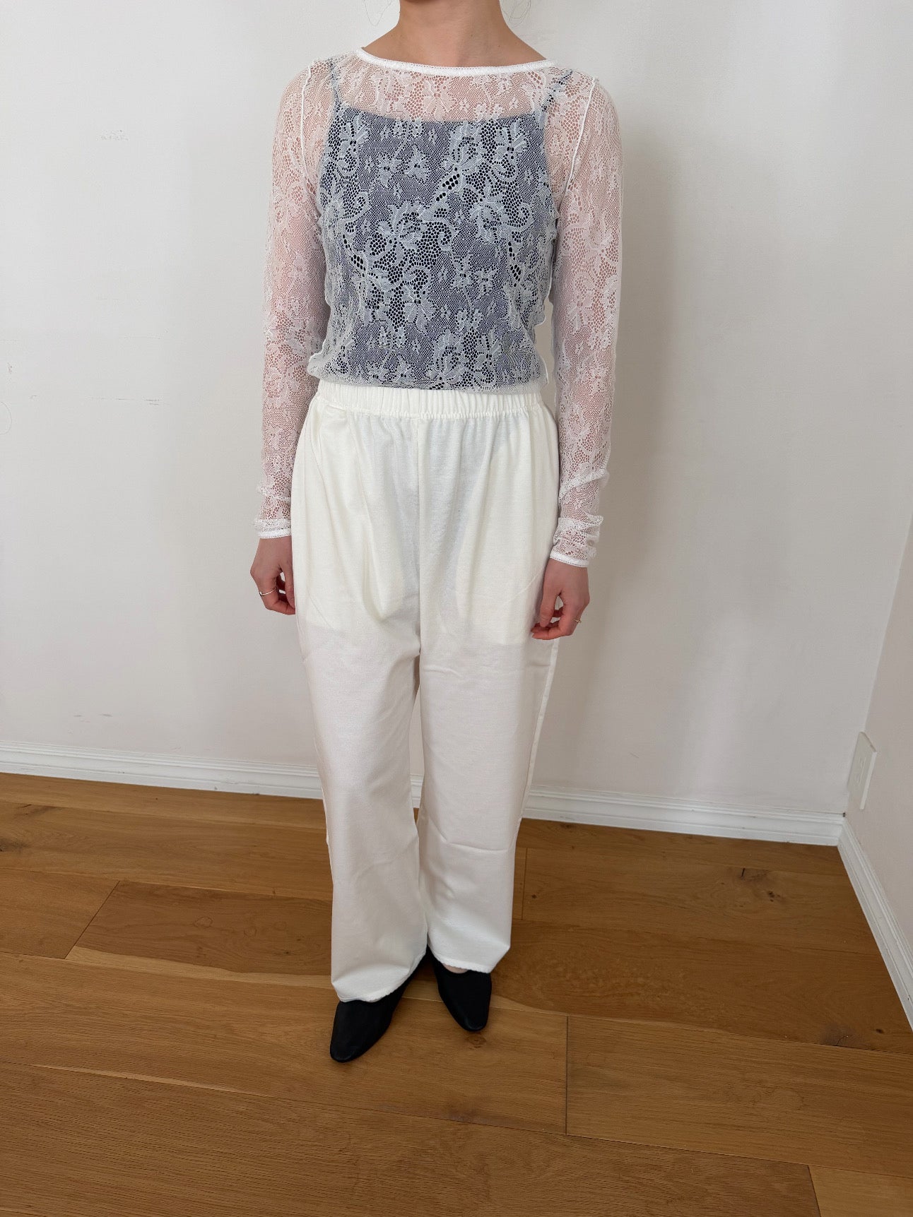 Lace jacquard long sleeve top