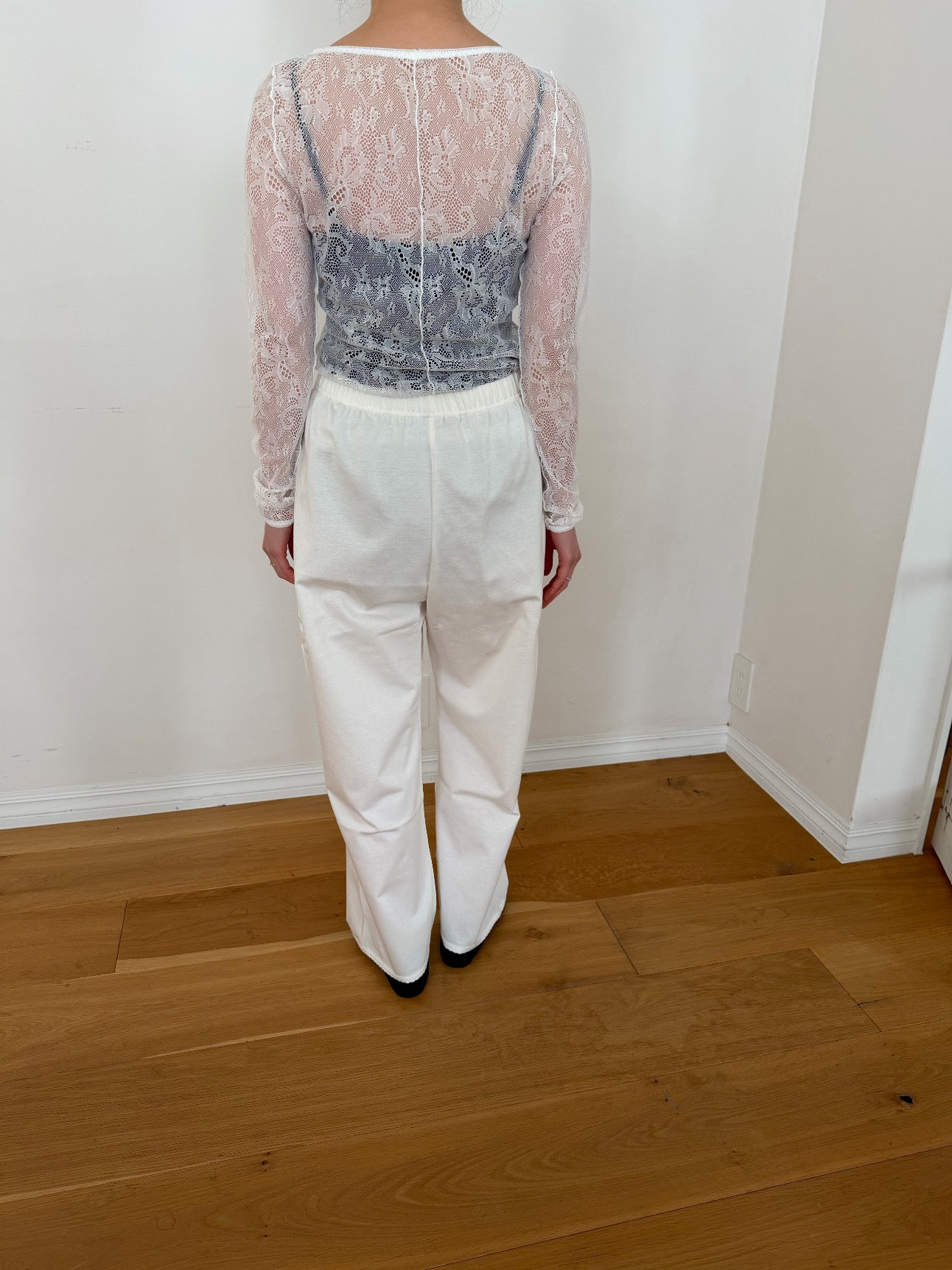 Lace jacquard long sleeve top
