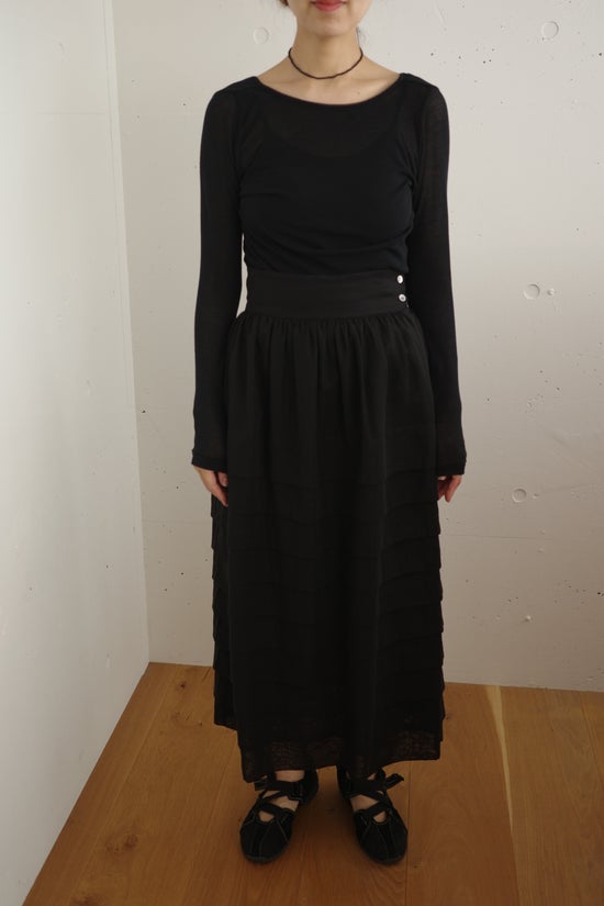 Cotton organdy tuck skirt