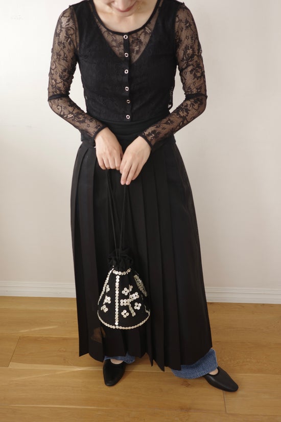 Cotton organdy pleats skirt