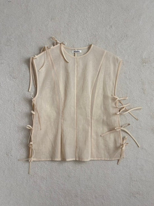 Cotton organdy ribbon vest