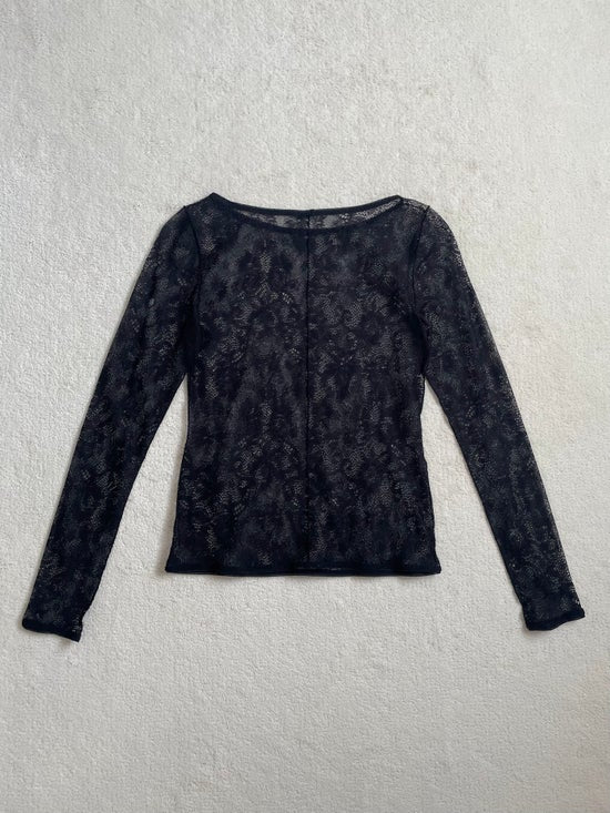 Lace jacquard long sleeve top