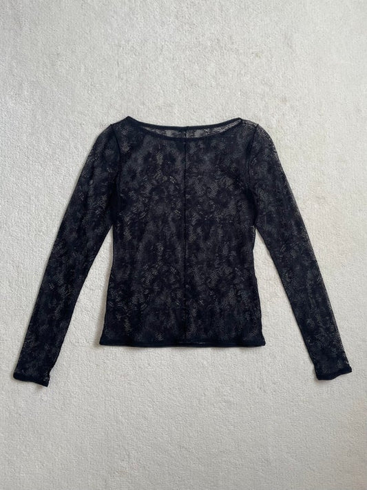 Lace jacquard long sleeve top