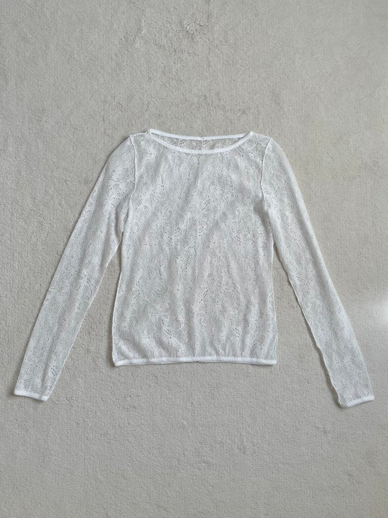 Lace jacquard long sleeve top