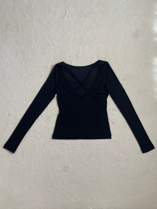 Organic cotton rib long sleeve top