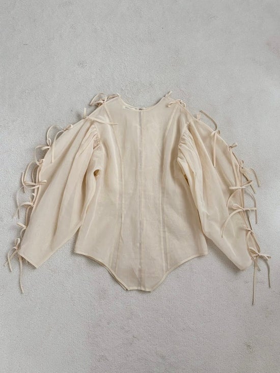 Cotton organdy ribbon blouse