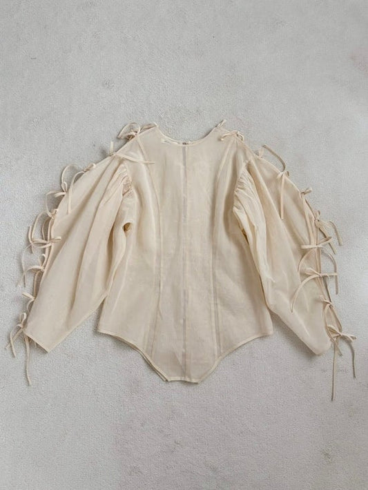 Cotton organdy ribbon blouse